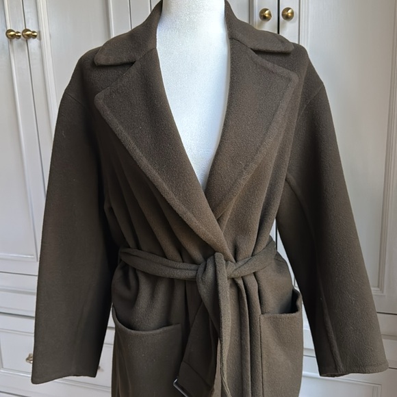 NWOT Vince wool blend trench coat. Army green/brown color, XS, oversized fit. - Picture 1 of 11